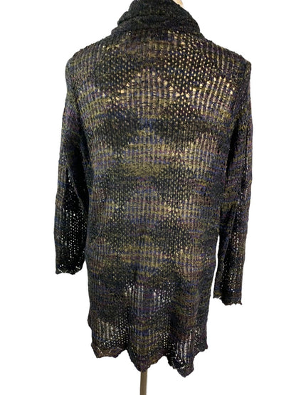 Medium Petite Curio New York Open Cardigan Loose Weave Dark Multicolor