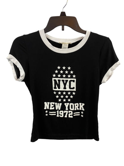 Medium Miroh Girls "NYC 1972" Black White Banded Short Sleeve Tshirt