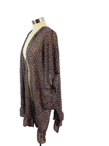 One Size Sheer Floral Print Shawl Tunic Open