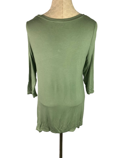 Medium LOGO Lori Goldstein Women's Sage Green New Tunic Sharkbite Hem