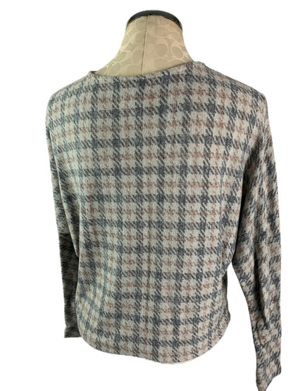 XS H&M Gray Women's Oversize Comfy Shirt Plaid Design