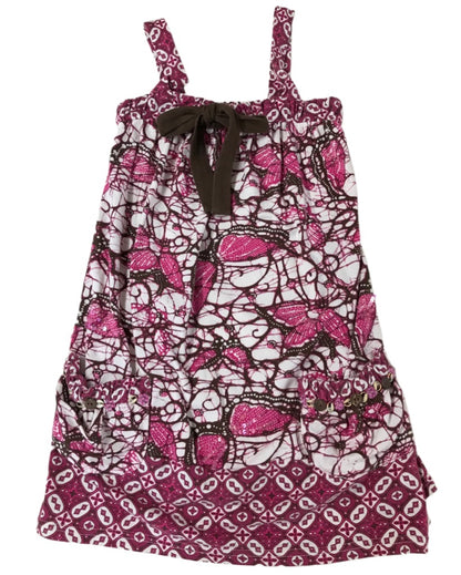 6X Haven Girl Hot Pink Brown Batik Sundress 2 Pocket Jersey Knit