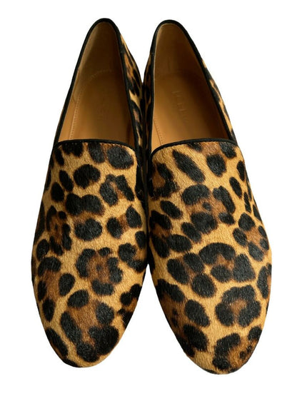 9 J. Crew Leopard Calf Hair Flats #AA525 Smoking Slipper Style