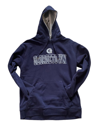 Medium Champion Navy Blue Adult "Georgetown" Pullover Hoodie Sweatshirt