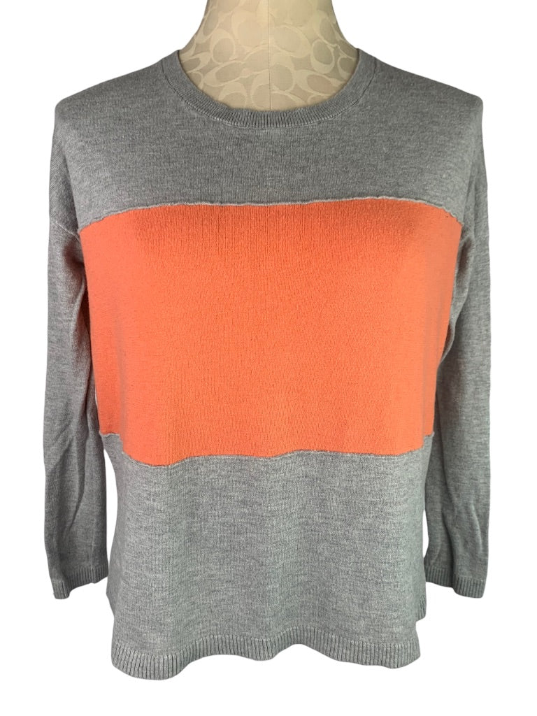 XS Gap Women's Colorblock Silk Blend Pullover Sweater Peach Gray