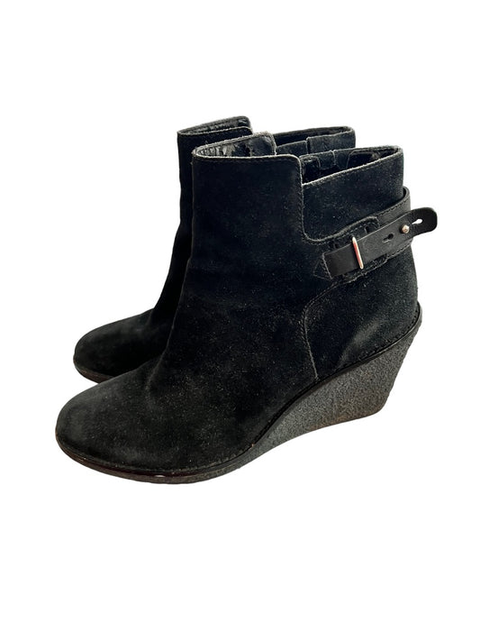 7.5 Cole Haan Black Wedge Suede Booties *Flaws