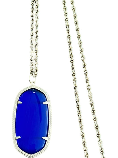 Kendra Scott Rayne Long Pendant Necklace Goldtone Blue Lariat Tassel 30" + 2"