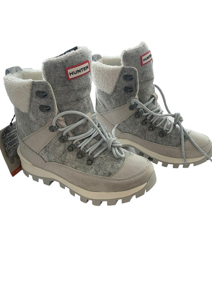 7 M Hunter Womens Insulated Glitter Silver Grey Winter Commando Boots Shoes Water Resistant