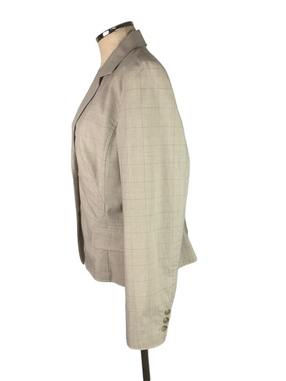 14 Jones New York Women's Subtle Plaid Tan Blazer Stretch Easy Care