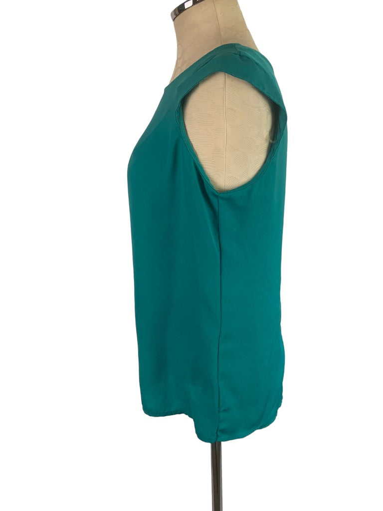 Medium Worthington Green Petal Back Cap Sleeve Pullover Women's Blouse