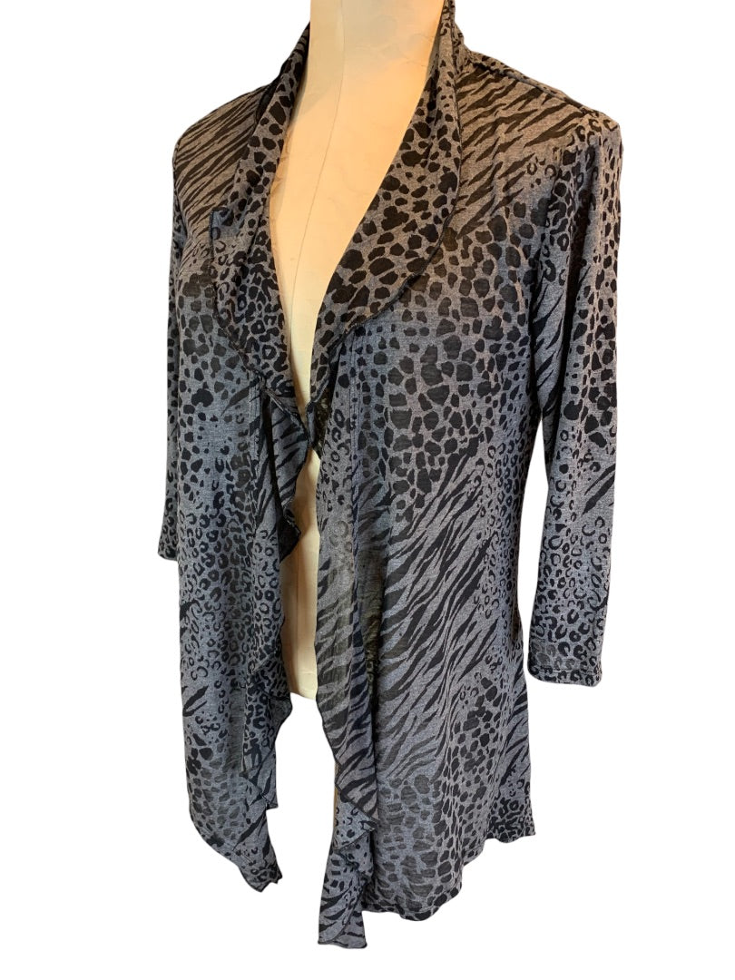 Small Fashion Bug Vintage Y2K Women's Gray Black Animal Print Lightweight Open Cardigan