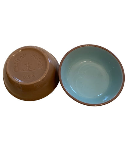 Set of 2 Taylor Smith Taylor Chateau Buffet Bowl Turquoise Brown