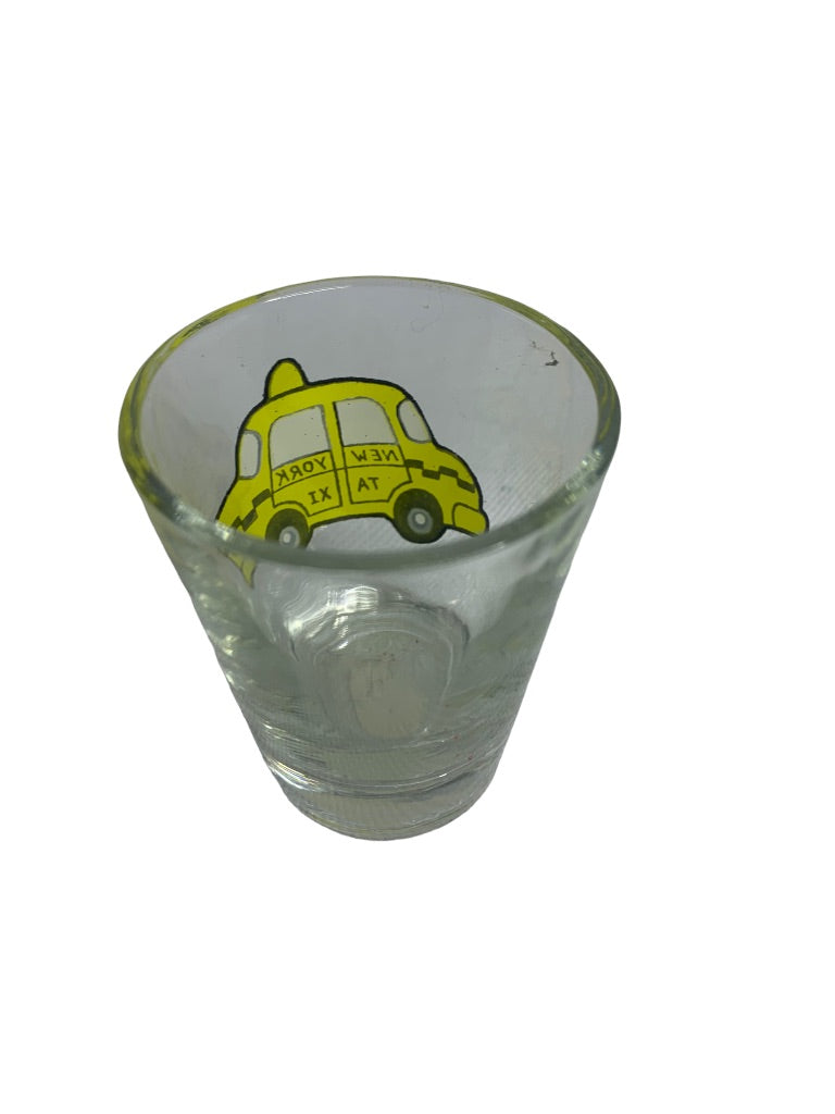 New York City Taxi Shot Glass 1.5 oz Clear Yellow Cab