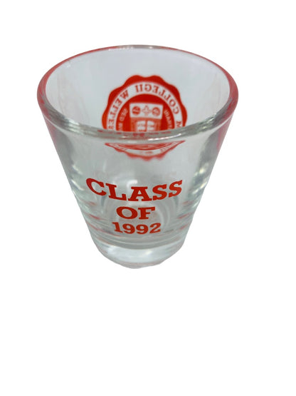 Sigillvm Collegii Wellesleiani Souvenir Shot Glass Red Crest Class of 1992