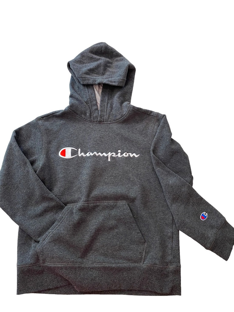 Medium Champion Logo Gray Boy's Pullover Hoodie Sweatshirt