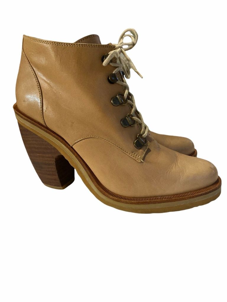 Rachel Comey Women’s Brown Leather Block Heel Lace Up Boots Casual Sz 7