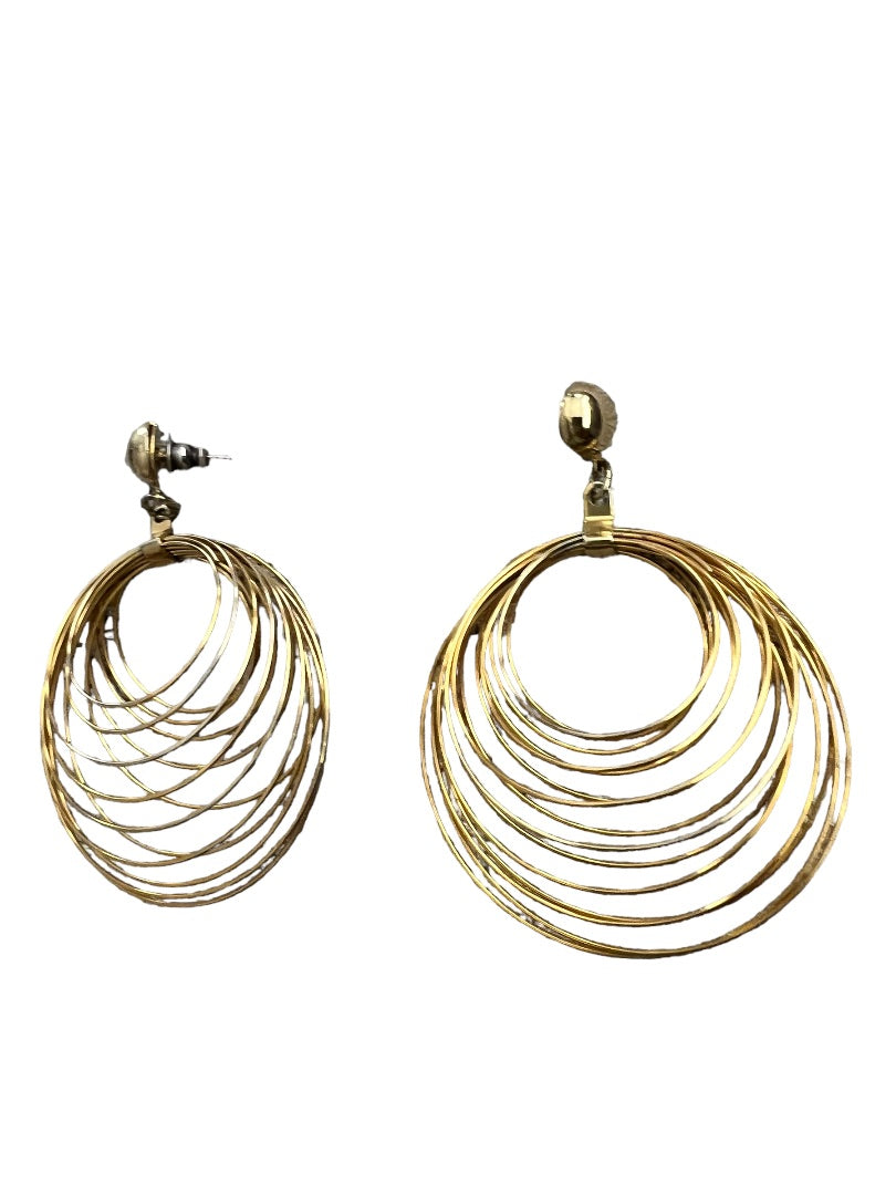 Goldtone Multi Hoop Post Dangle Earrings Vintage 80's
