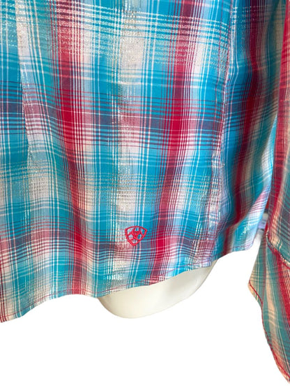 XXL Ariat Women's Plaid Western Snap Front Shirt Rockabilly Metallic Accent