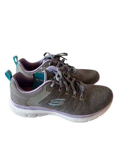 7M Skechers Women's Flex-Lite Gray Purple Sneakers Air-Cooled Memory Foam 149307