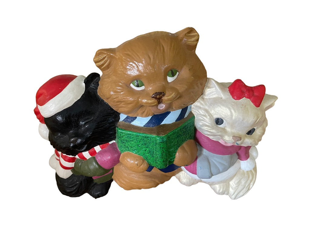 Vintage 1993 Ceramic Hand Painted Caroling Christmas Cats