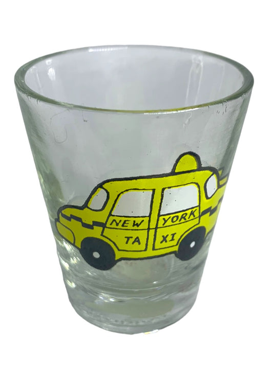 New York City Taxi Shot Glass 1.5 oz Clear Yellow Cab