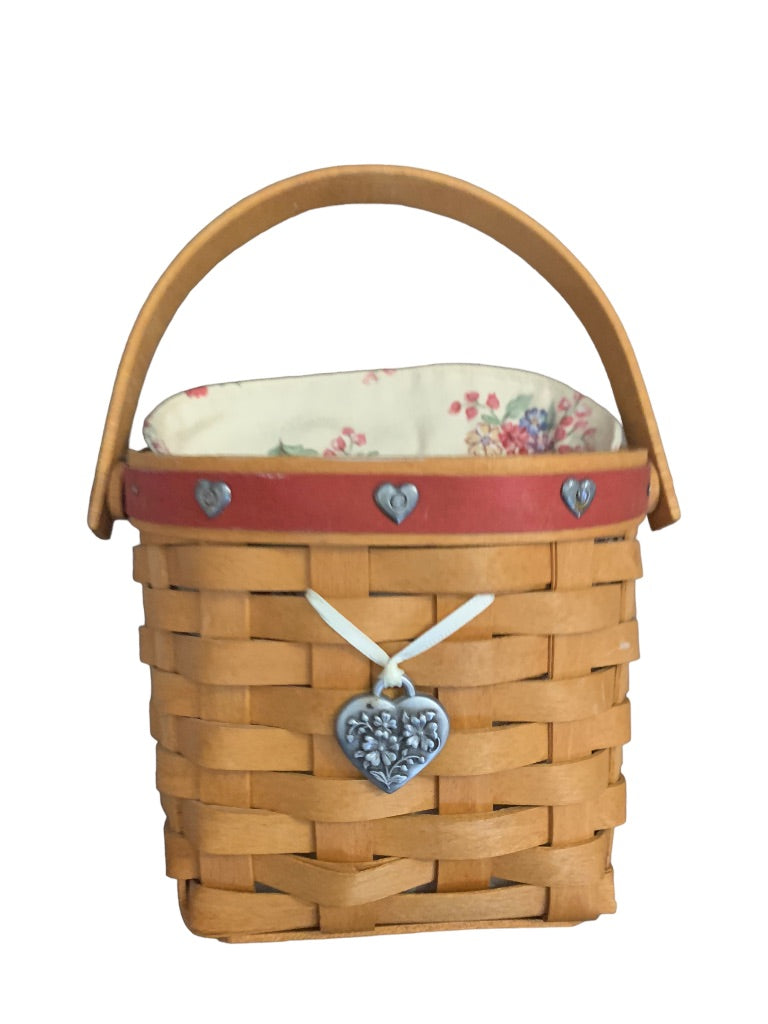 Longaberger 2001 Love Notes Basket with Protector Liner  and Tie On