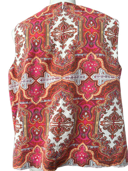 22W Petite Talbots Sleeveless Bright Paisley Blouse Shirt