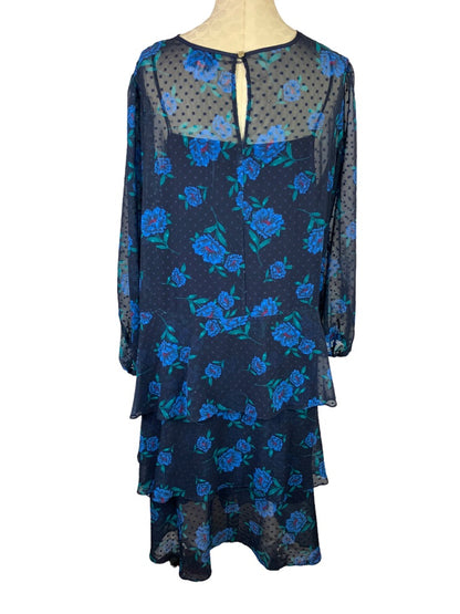 24W Draper James for Eloquii Women's Blue Floral Swiss Dot Dress