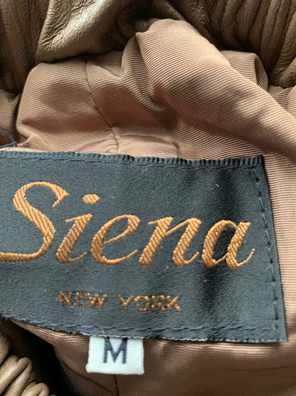 Medium Siena New York Brown Leather Pull On Elastic Waist Skirt Vintage Y2K 90s