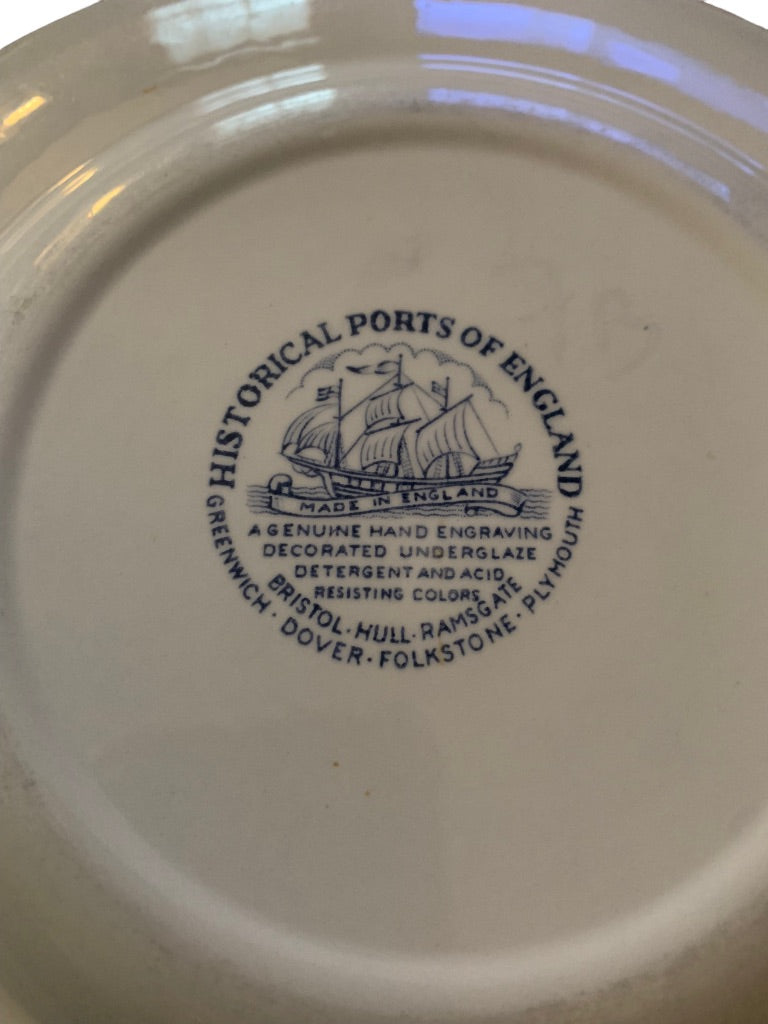 Historical Ports of England Blue 10" Dinner Plate