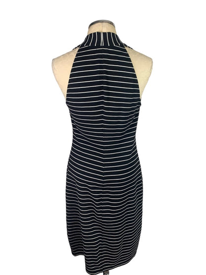 Medium Max Studio Black White Striped Sleeveless Sheath Dress Ribbed Knit