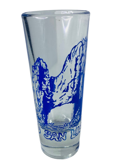 Cabo San Lucas Souvenir Shot Glass Blue Design Shooter Barware