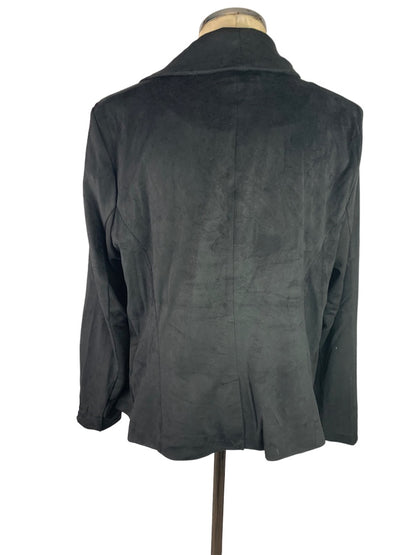 16 H by Halston Black Faux Suede Microfiber Women's Zip Lined Jacket