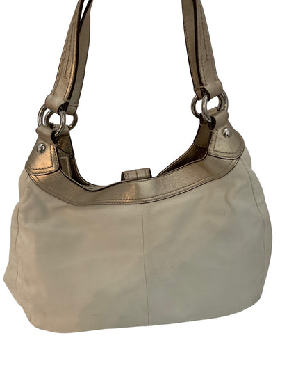 Coach Soho Leather Lynn Hobo Bag Purse Ivory Gold F17092