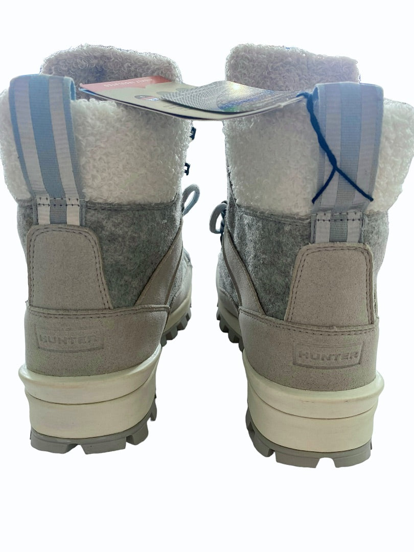 7 M Hunter Womens Insulated Glitter Silver Grey Winter Commando Boots Shoes Water Resistant