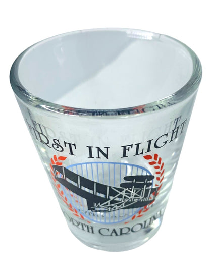 North Carolina First in Flight Shot Glass Souvenir Barware 2.5"h x 2" Top Diameter