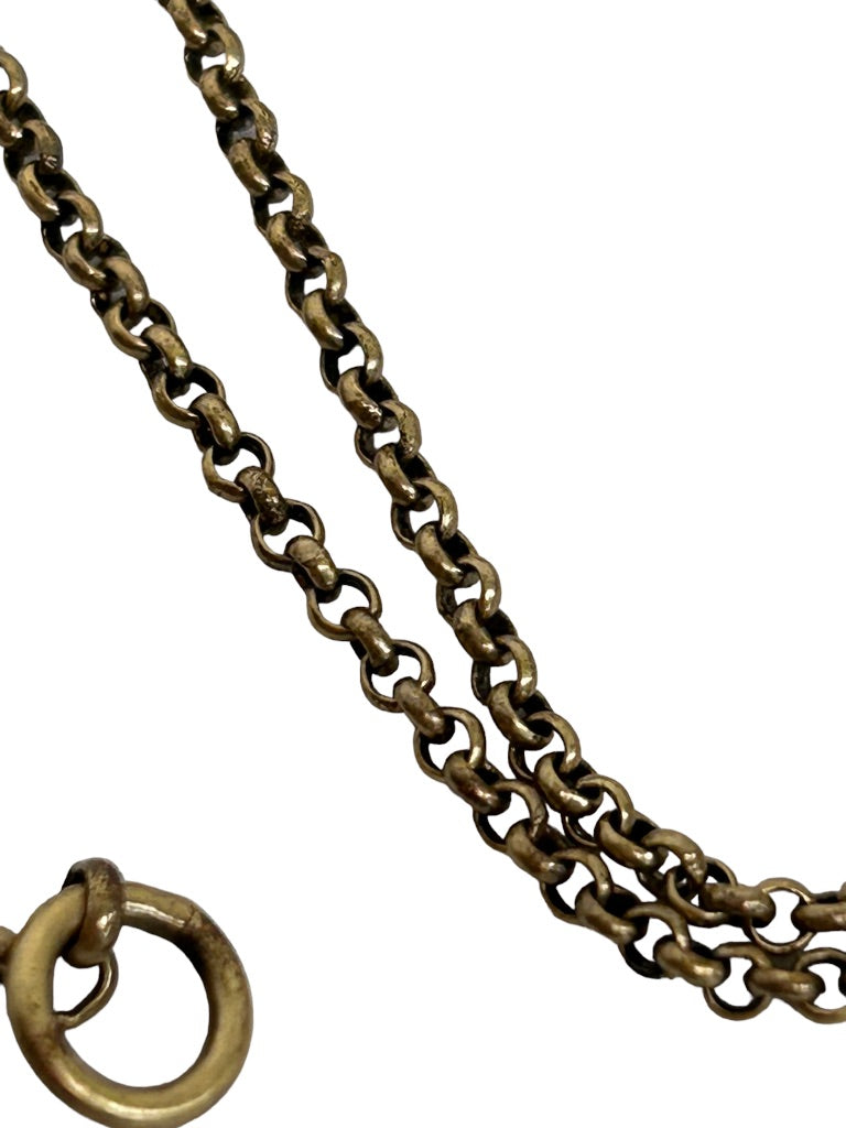 J.Crew Art Deco Style 32-34" Goldtone Necklace Encrusted Oval Pendant