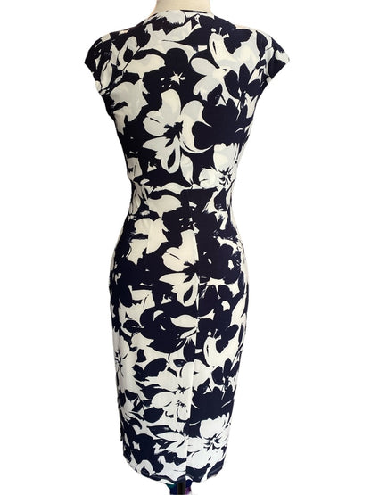 2 LRL Black White Floral Sheath Dress