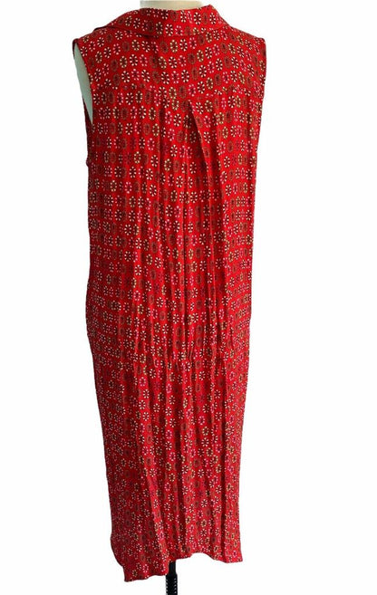 10 Maeve Antropologie Button Down Sleeveless Dress Red Flowy Pockets