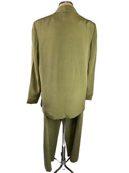 Large Moda Seta by Sandra King Women's Sage Green Pant Suit 2 Piece