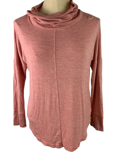 Small Rachel Zoe Red Pink Heathered Cowl Neck Jersey Knit Women's Pullover Top