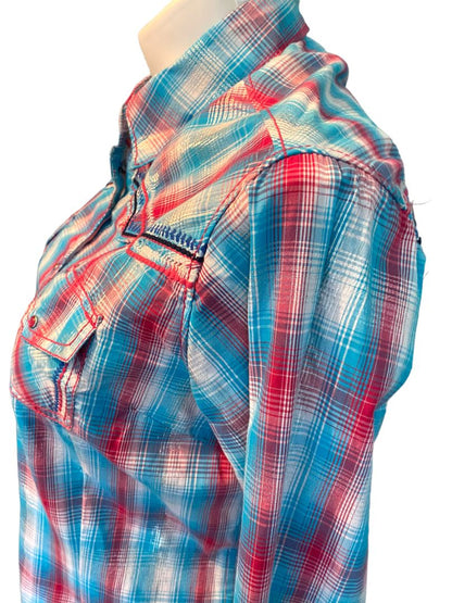 XXL Ariat Women's Plaid Western Snap Front Shirt Rockabilly Metallic Accent
