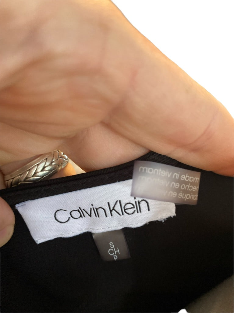 Small Calvin Klein Black Wrap Style Blouse