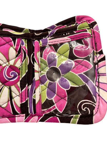 Vera Bradley Purple Punch Pattern Trifold Wallet Hook and Loop Closure