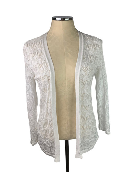 XS JM Collection Women's White Loose Knit Open Cardigan