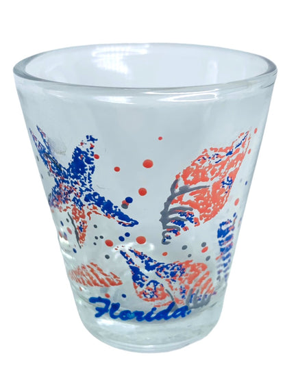 Souvenir Shot Glass Florida Seashells Starfish Theme Barware