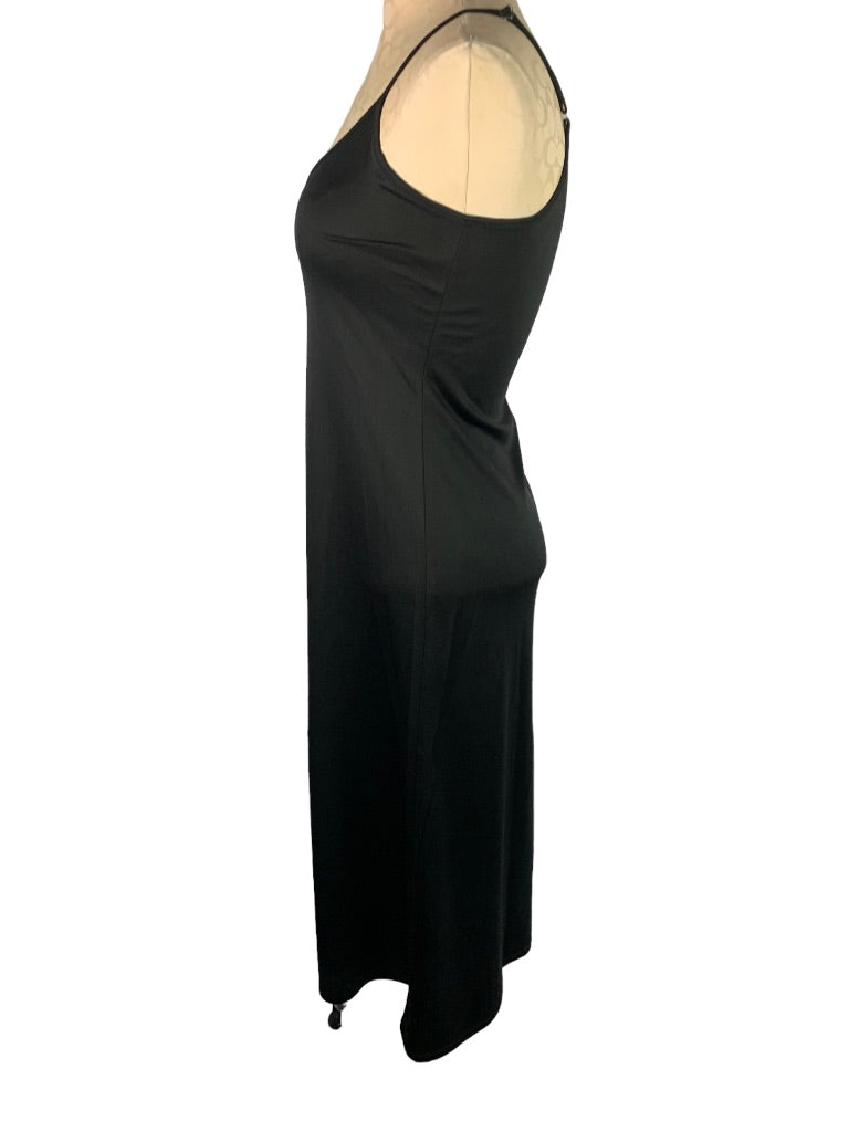 XS Curations 2 Piece Black White Maxi Dress Black Slip Boho Overlay