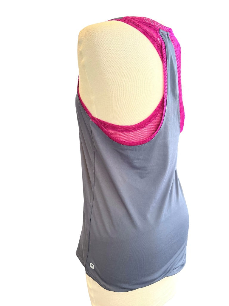 Fabletics Gray With Magenta Mesh Workout Tank Size XS