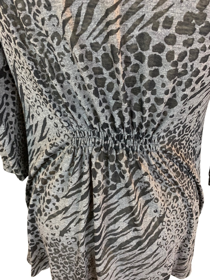 Small Fashion Bug Vintage Y2K Women's Gray Black Animal Print Lightweight Open Cardigan