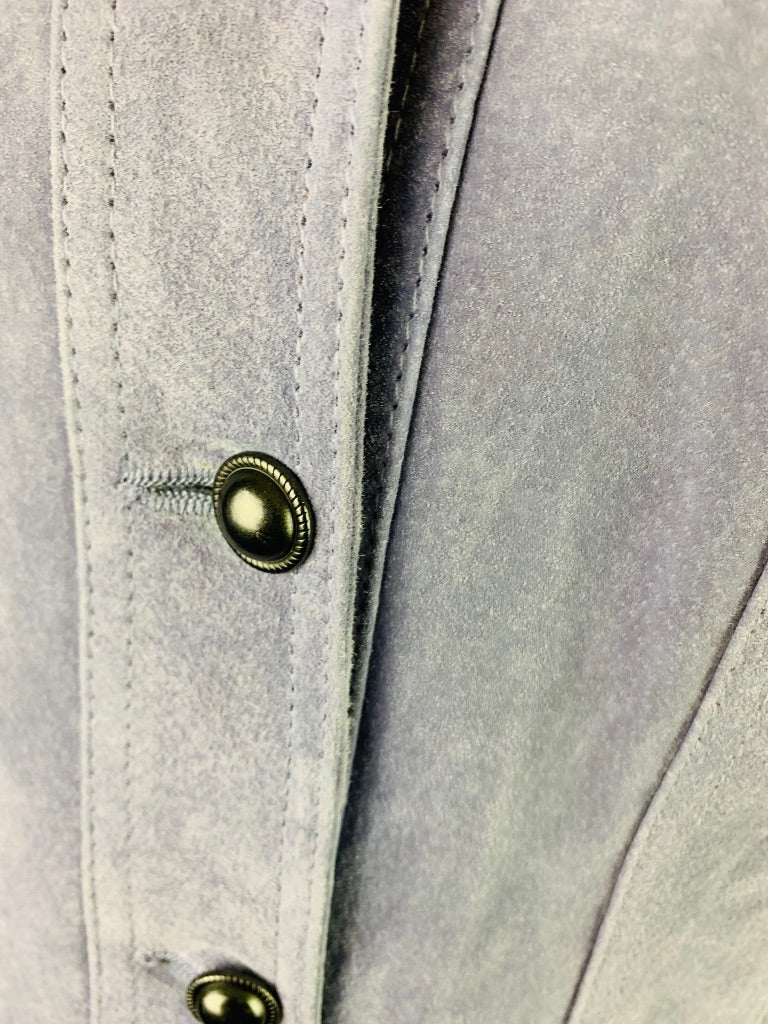 Large Hal Rubenstein Light Blue Gray Suede Women's Button Up Lined Jacket New